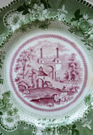 Enoch Wood and Sons Railway two color transferware plate