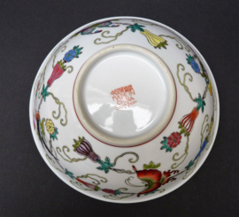 Chinese 1980 white porcelain butterflies flowers serving bowl