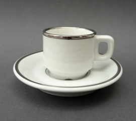 Delaunay bistroware espresso kop en schotel wit met zilver
