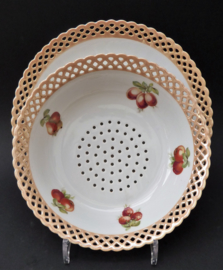 Schumann Bavaria antique porcelain fruit colander with drip plate