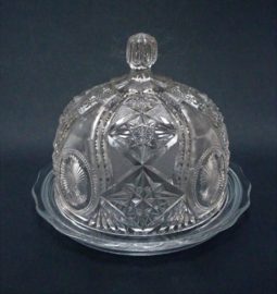 Antique American Brilliant cut glass lidded butter dish