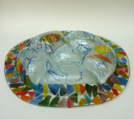 Art Glass Oyster plate Seafood serving dish
