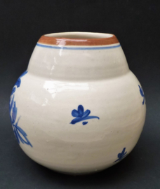 Vintage blauw witte faience vaas