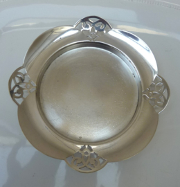 Art Deco verzilverd boterschaaltje met glazen inzet