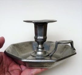 Octagonal pewter chamberstick