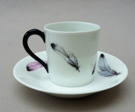 Limoges LC Art Deco espresso kopjes met veren decoratie