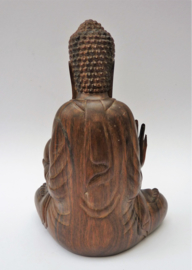 Vintage Balinese hand carved wooden Vitarka Mudra Buddha