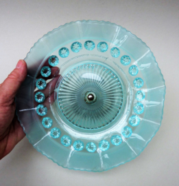 Davidson Blackberry prunt turquoise persglazen schaal op aluminium voet