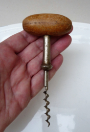 Antique direct pull corkscrew with wooden handle