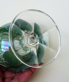 Emerald green engraved crystal cognac glass