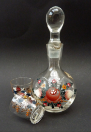 ETG Rattenberg Tirol hand painted schnapps decanter with cordial glasses