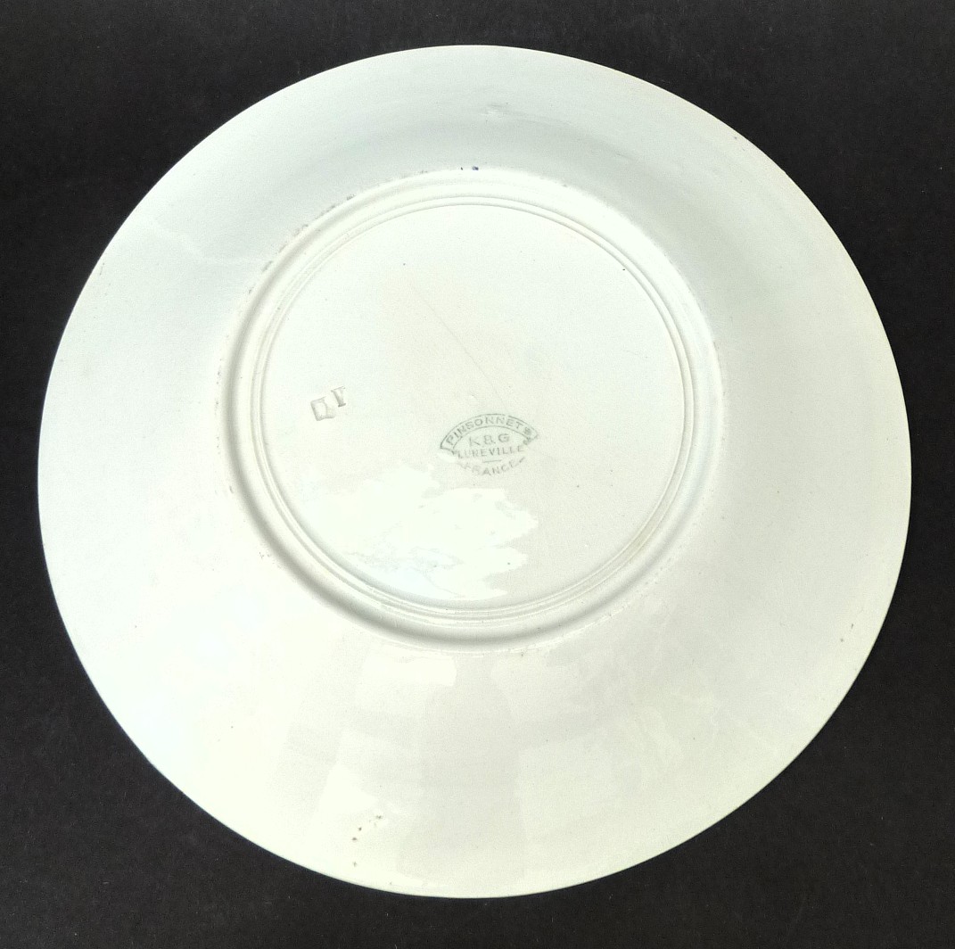 K & G Luneville faience dinner plates Pinsonnet