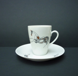 Dutch Mid Century Mosa cup with saucer Horse