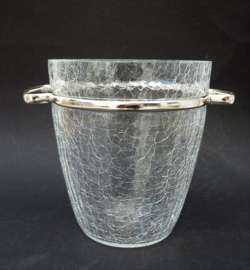 Mid Century crackled crystal ice bucket