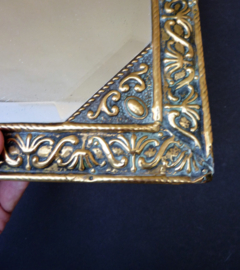 Victorian facet cut mirror in brass frame