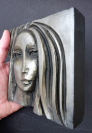 Mid Century polystone wall sculpture woman