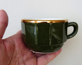 Apilco cappuccino kop en schotel groen Vert Empire met goud