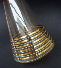 Mid Century glass golden stripes decanter