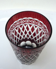 Bohemian ruby red cut to clear water glasses