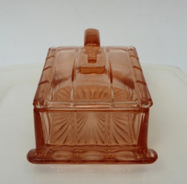 Roze Art Deco persglazen botervloot