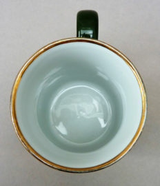 Walkure bistroware porcelain mug in green and gold