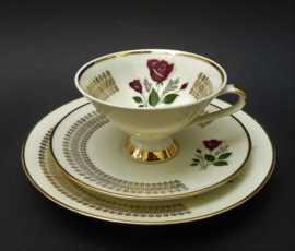 Mitterteich Mid Century breakfast trio gold with red roses