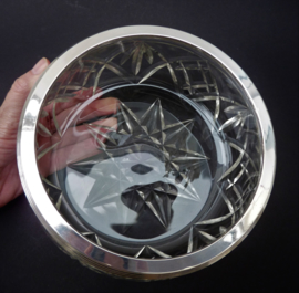 Art Deco kristallen schaal met zilveren montuur W Burger Haarlem