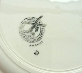 Moulin des Loups faience bord roze blauwe bloem