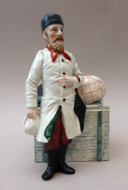 Antique German figural porcelain tobacco jar Merchant