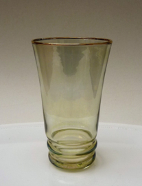 Art Deco green gold luster water glass