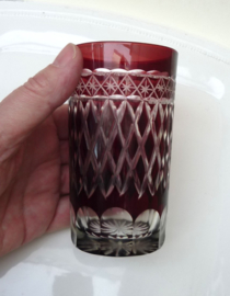 Bohemian ruby red cut to clear water glasses