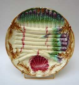 Onnaing antique barbotine asparagus plate