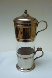 Art Deco hotelzilveren eenpersoons cafetiere met kop