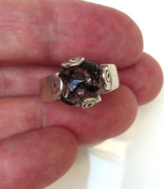Zilveren ring met toermalijn kwarts maat 14,5