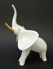 Hollohaza Hungary white porcelain elephant figurine