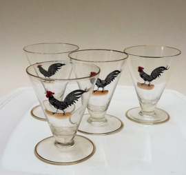 Art Deco liqueur glasses Black Rooster