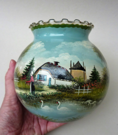 Antique enameled glass vase