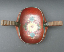 Noorse Folk Art houten Kjenge drinkkom 19e eeuw
