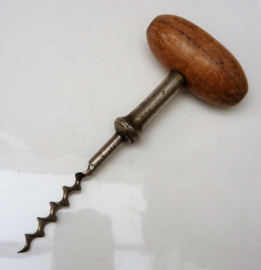 Antique direct pull corkscrew with wooden handle