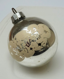 Vintage kerstbal zilver Stille Nacht 7 cm