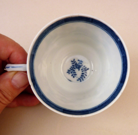 Antique Dutch blue and white Long Eliza chinoiserie porcelain cup with saucer 
