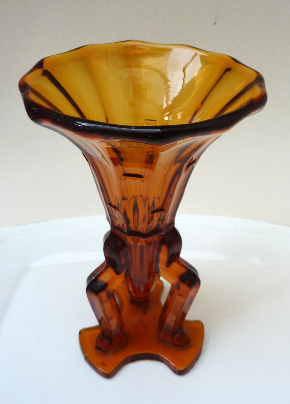 Rosice amber glass Art Deco Rocket vase