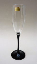 Luminarc France Domino champagne flute glass black stem