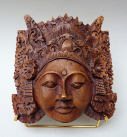 Vintage Balinese hand carved Dewi Sri wall mask