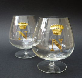 Crystal Napoleon III cognac snifter glasses