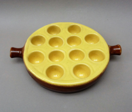 La Bourguignonne snail casserole dish 12 holes - brown yellow