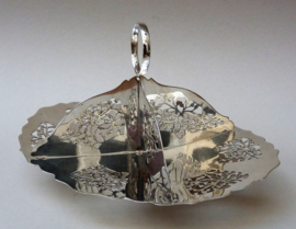 Silver plated reticulated chocolate dish with four compartment divider