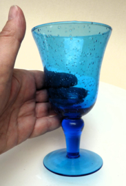 Bubbeltjesglas wijnglas azuurblauw