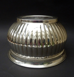 Silver plated ribbed table bowl and finger bowls