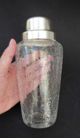 WMF Mid Century craquele kristallen cocktailshaker met verzilverd montuur
